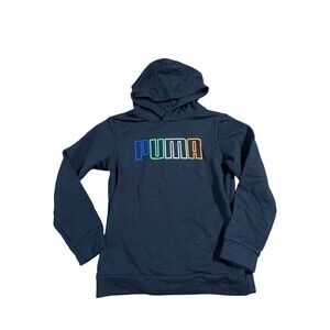 Puma Youth Boys Pullover Hoodie Sweatshirts Size M (10-12) Black Logo Casual